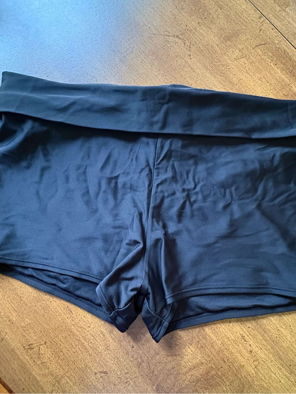 Kona Sol Black Fold-Over Waist Swim Shorts